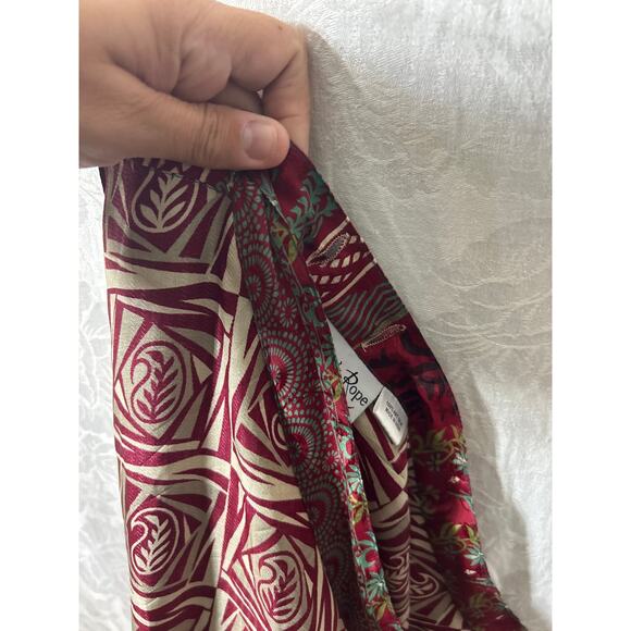 Rahabs Rope Wrap Skirt 100% Art Silk Reversible Red Floral Boho Hippie Earthy - Picture 5 of 10